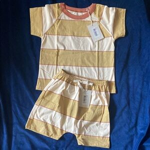 Striped Kids Pajamas in Yellow and White